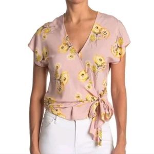 MADEWELL Floral Short Sleeve Wrap Top Sz Xs